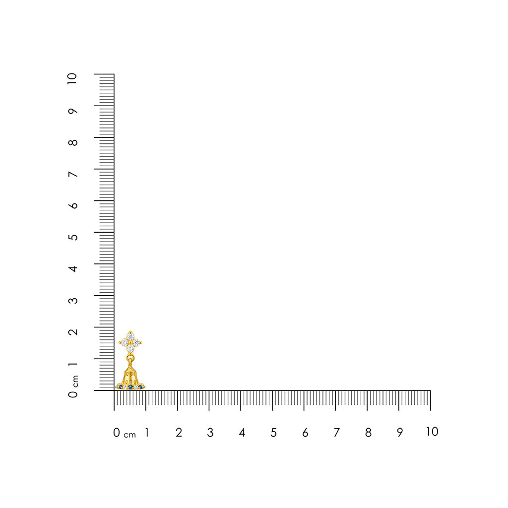 Gold ring with a diamond next to a ruler on a white background