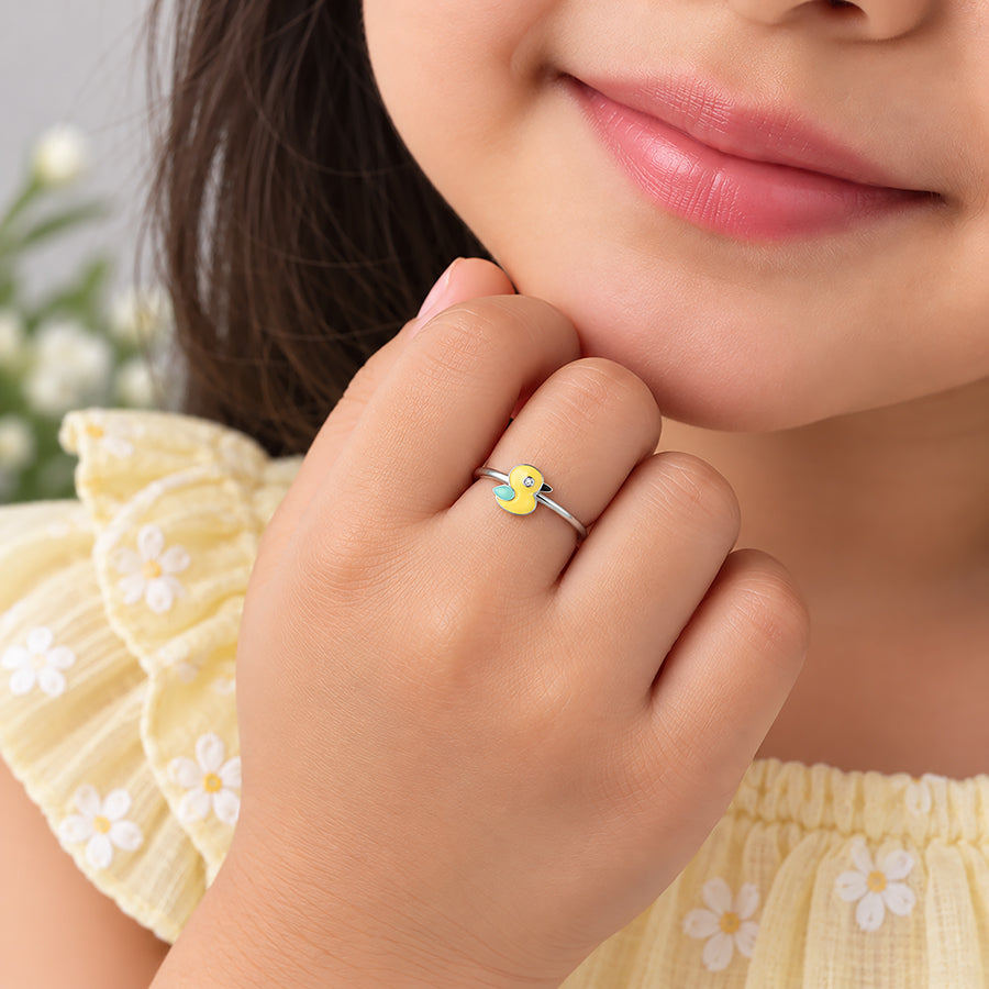 Delightful Duck Motif 925 Sterling Silver Statement Ring