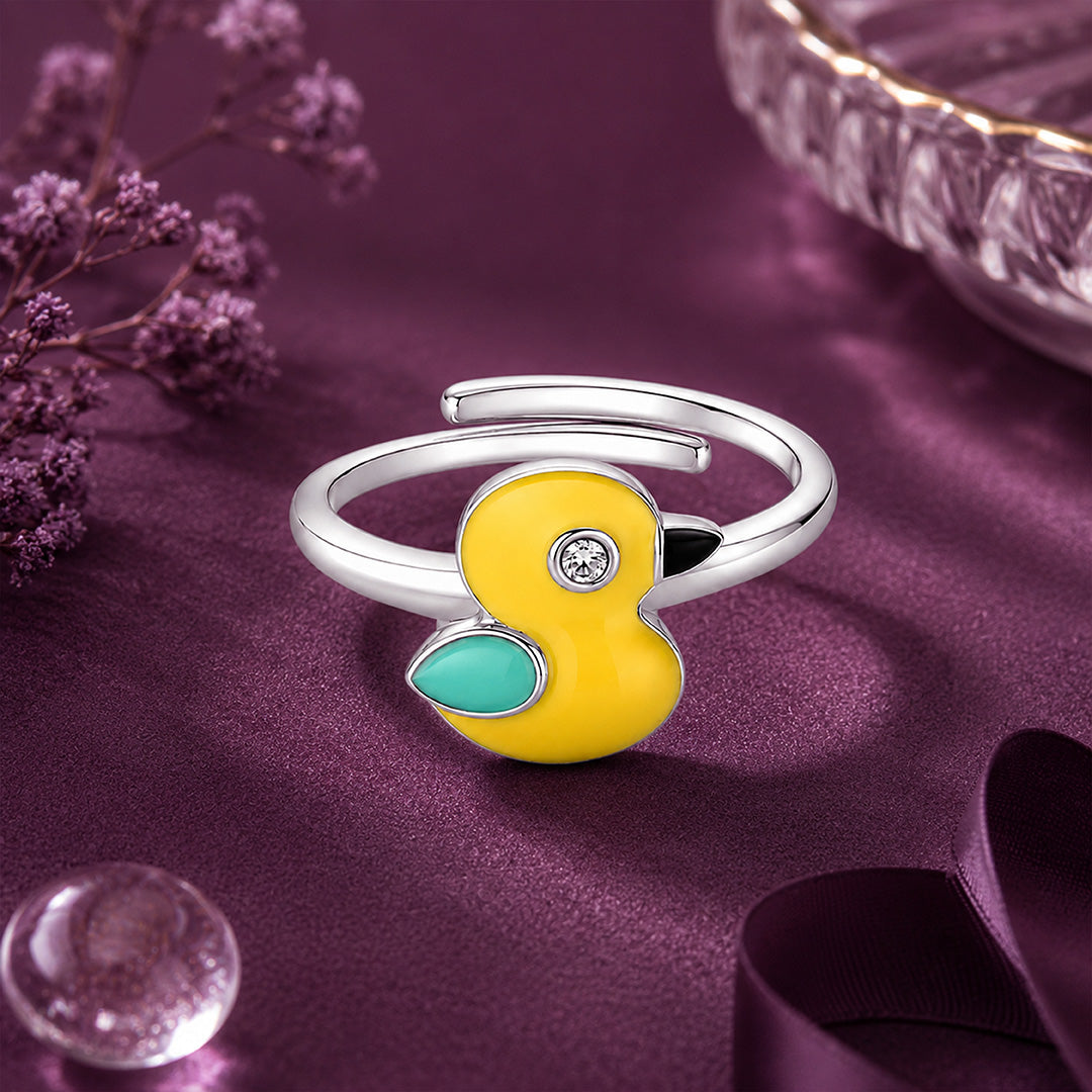 Delightful Duck Motif 925 Sterling Silver Statement Ring