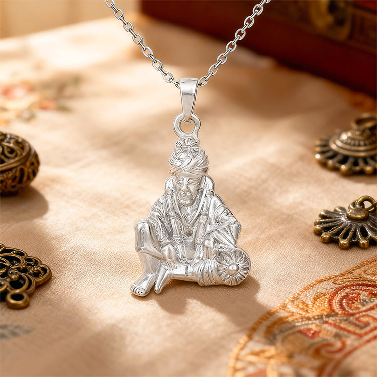 Devotional Sai Baba 925 Sterling Silver Pendant