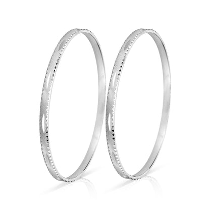 Diagonal Line Geometric Pattern Rhodium Plated 925 Sterling Silver Bangles for Women