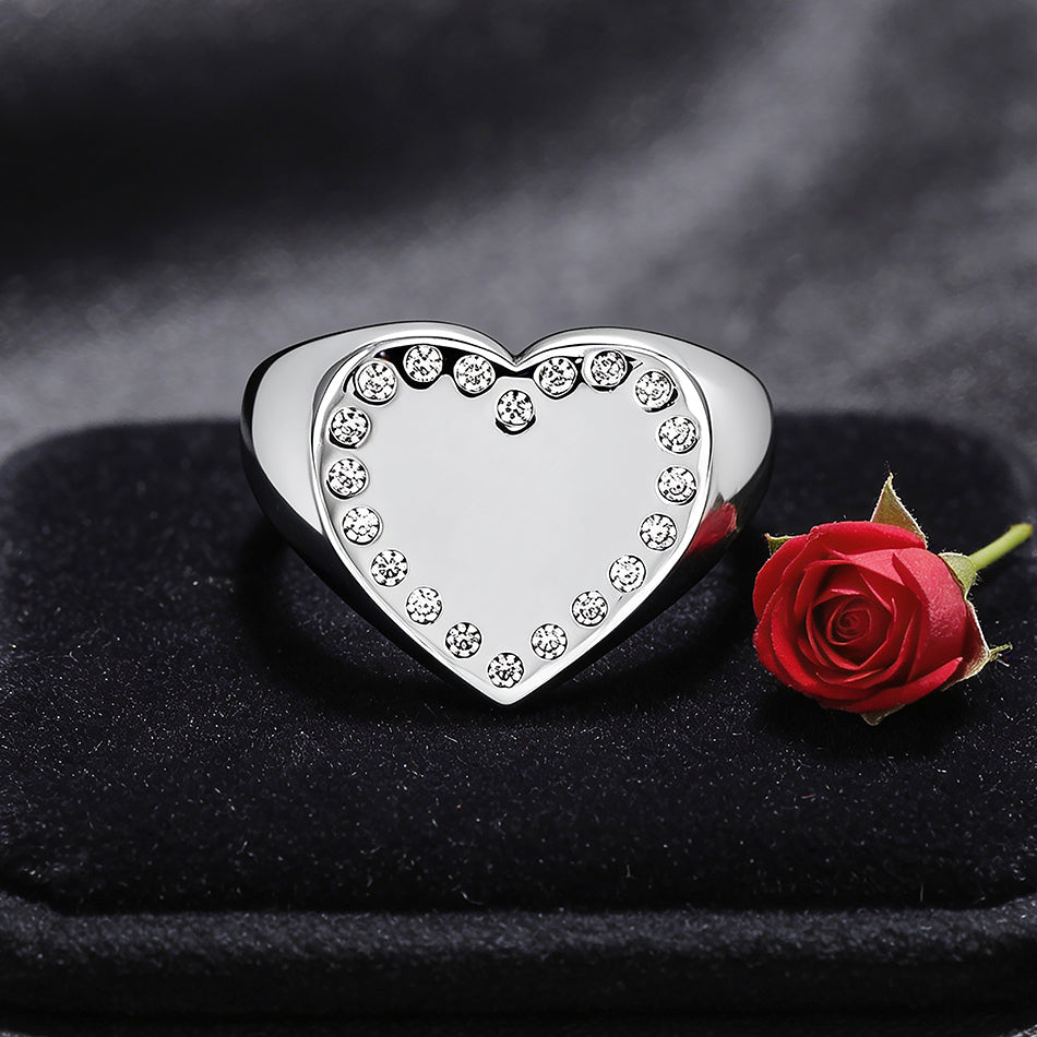 Diamond Heart Whisper 925 Sterling Silver Ring