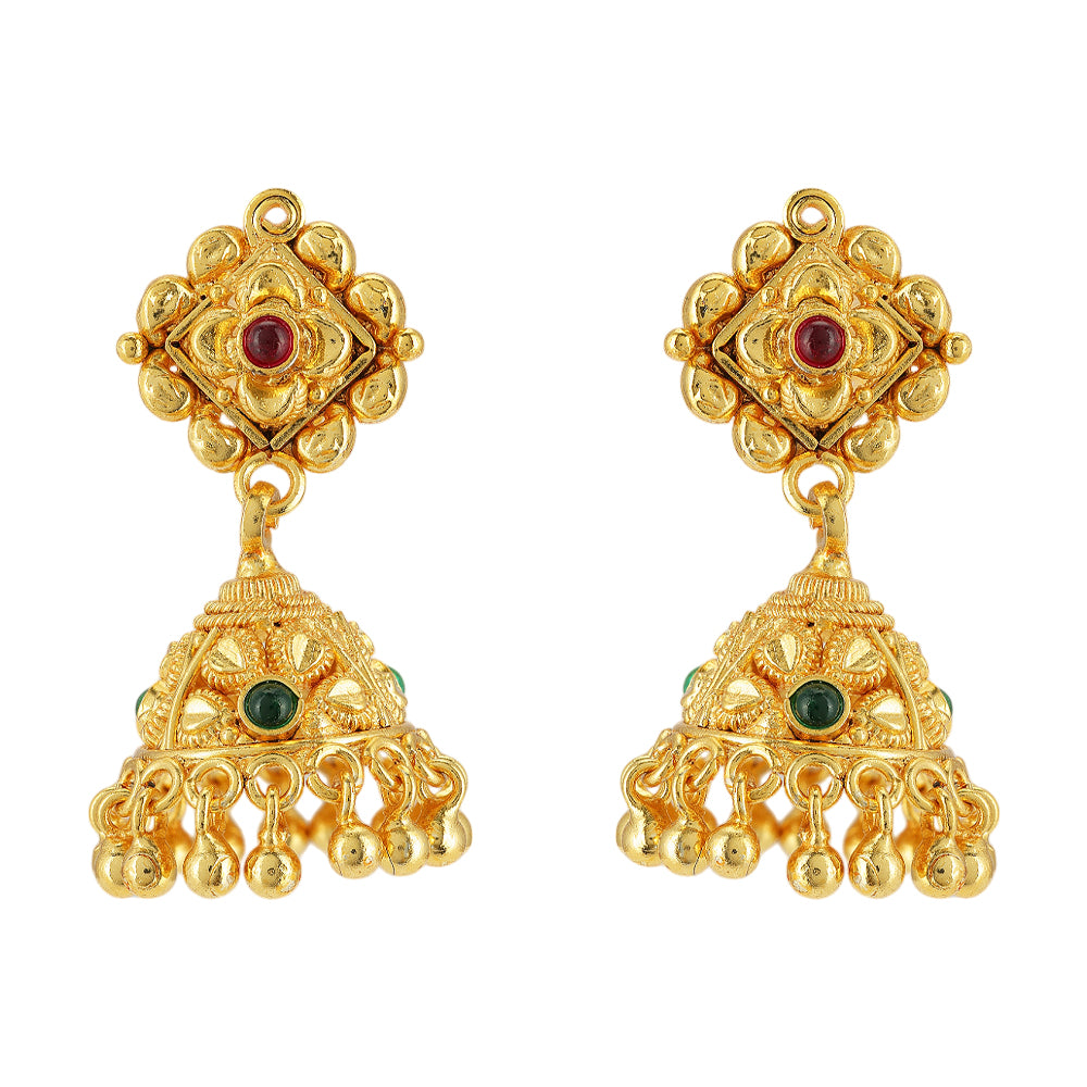 Diamond Shaped Manga Outer 925 Gold Plated Jhumka
