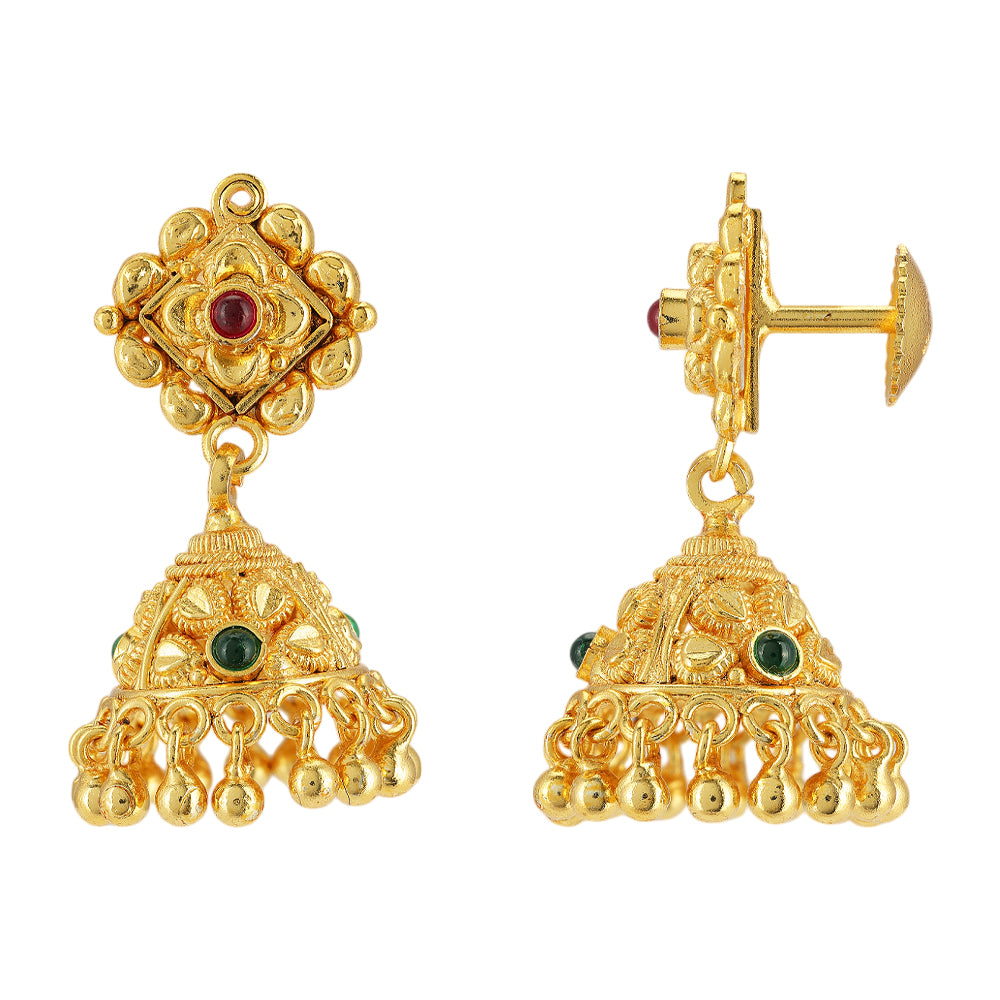 Diamond Shaped Manga Outer 925 Gold Plated Jhumka