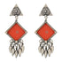 Diamond Shaped Orange Enamel Drop 925 Earrings