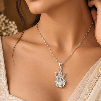 Divine Goddess Laxmi Sterling Silver Pendant