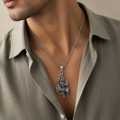 Divine Mahadev Half Face Lord Shiva Sterling Silver Pendant