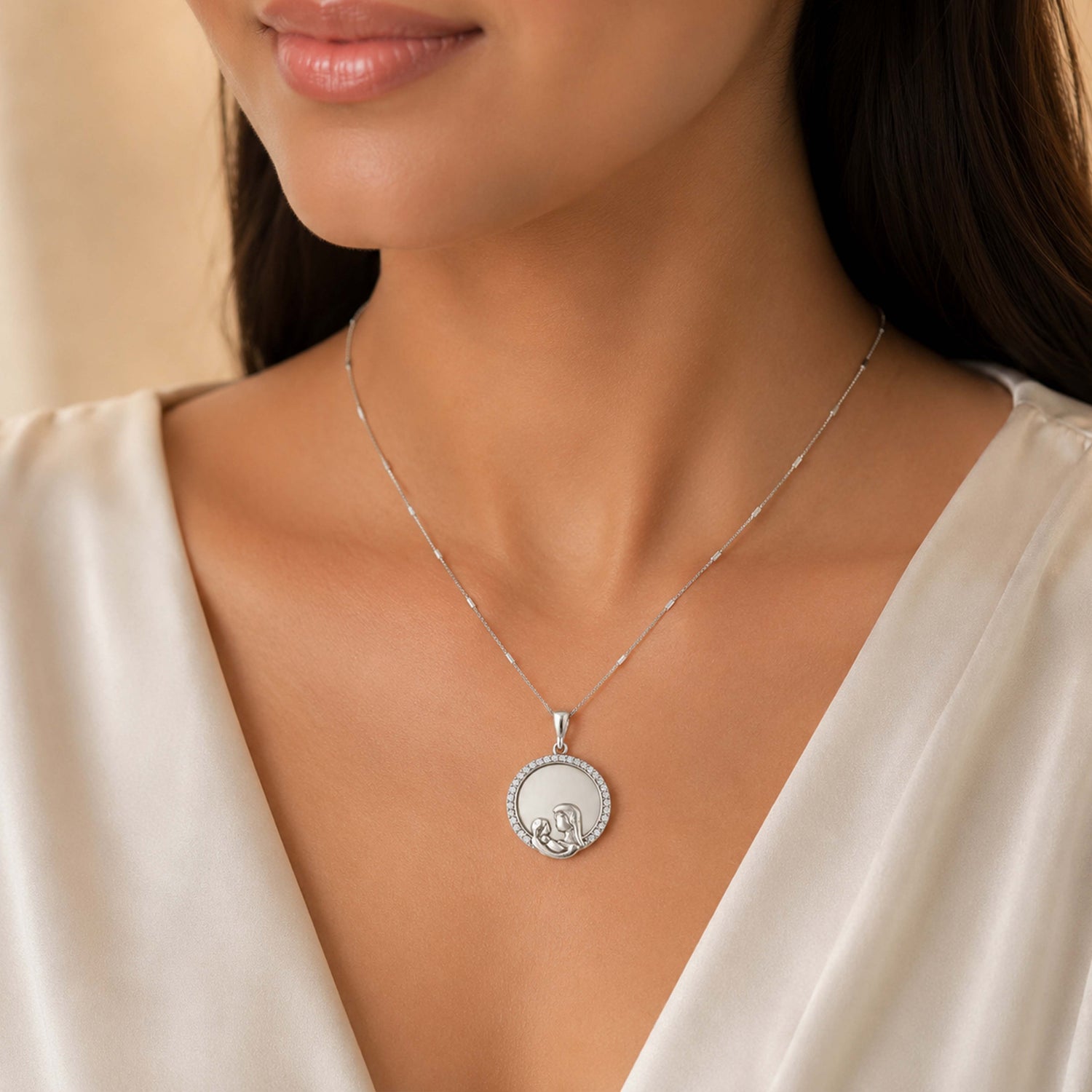 Divine Mother 925 Sterling Silver Blessing Pendant