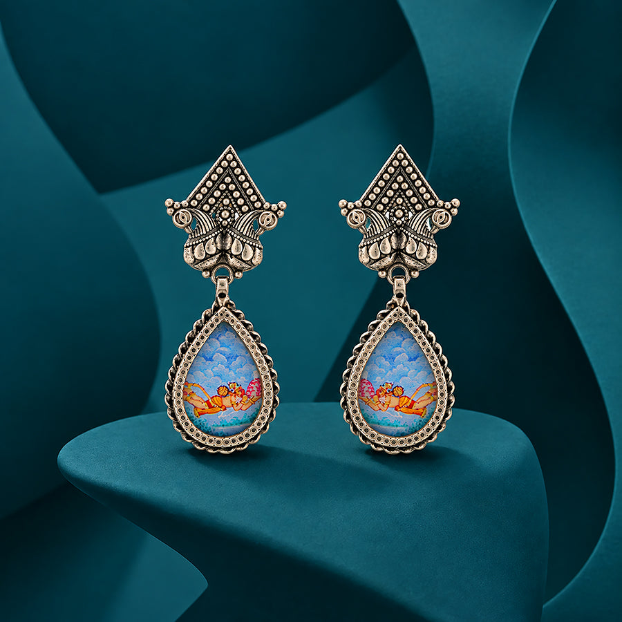 Divine Peacock Hanumaan 925 Sterling Silver Earring