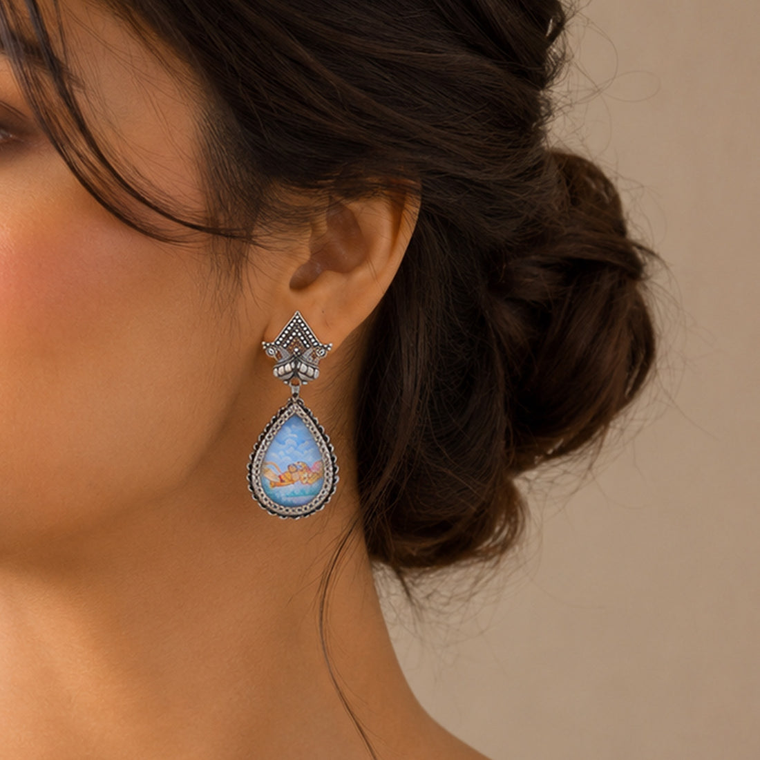 Divine Peacock Hanumaan 925 Sterling Silver Earring