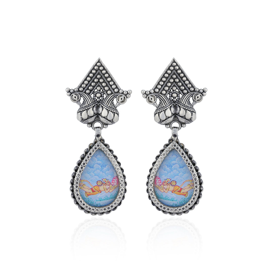 Divine Peacock Hanumaan 925 Sterling Silver Earring