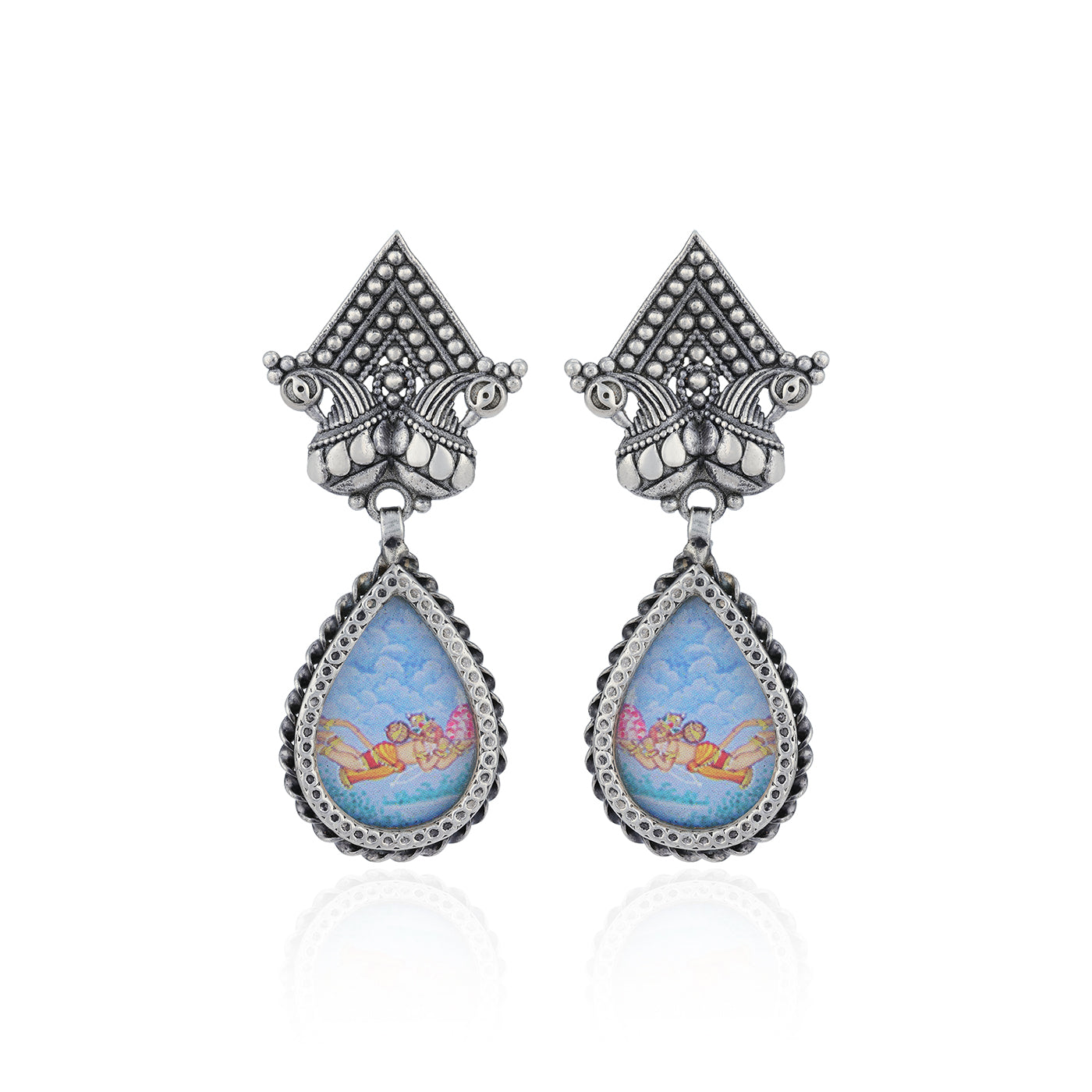 Divine Peacock Hanumaan 925 Sterling Silver Earring