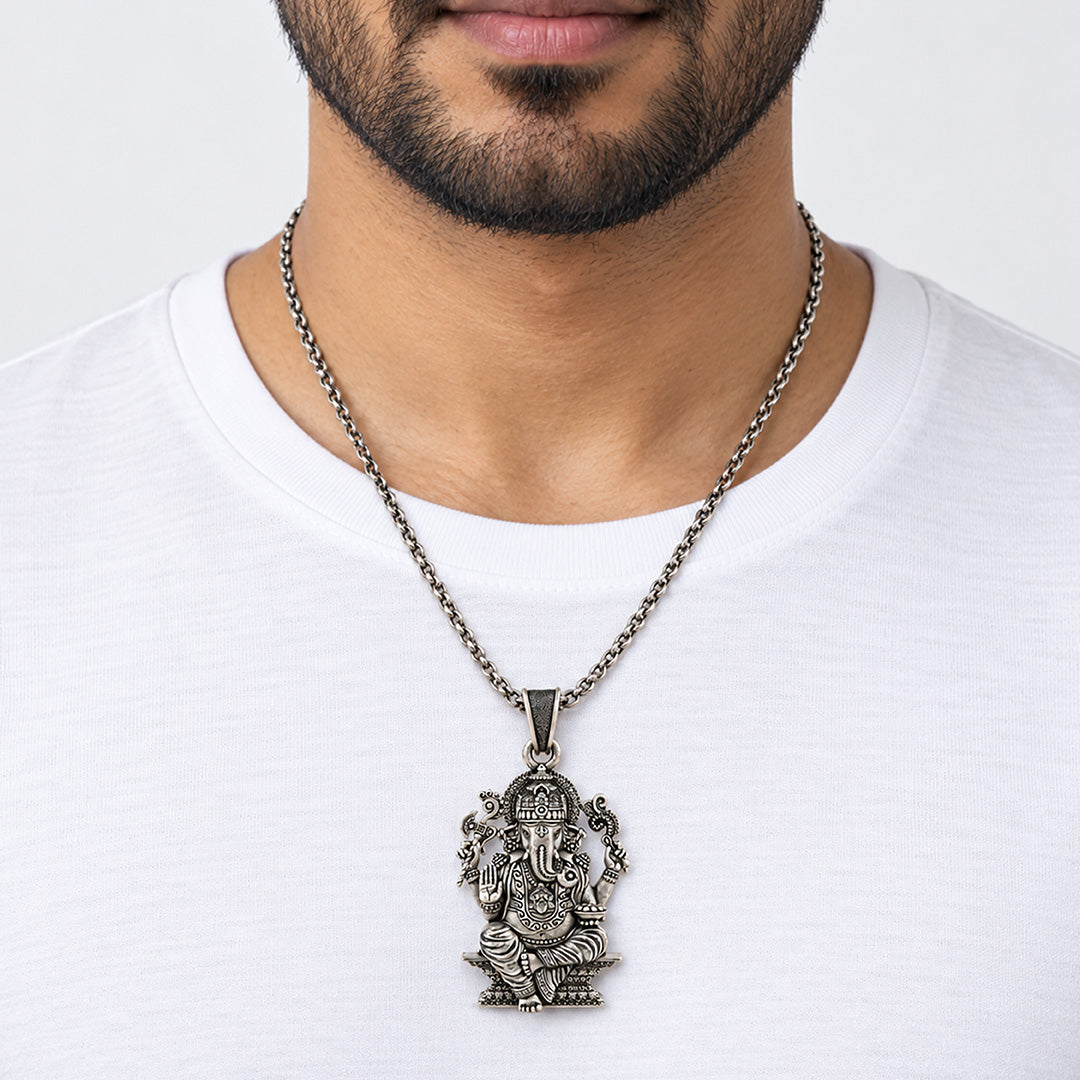 Divine Siddhivinayak Lord Ganesha Sterling Silver Pendant