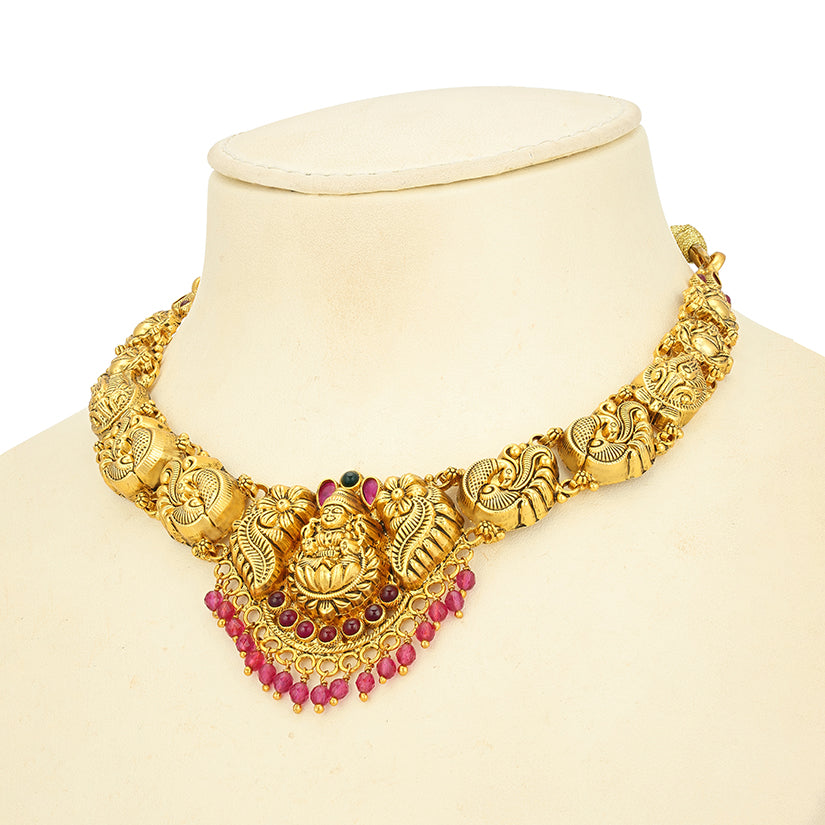 Divine Deity Peacock Floral 925 Sterling Silver Pink Drop Necklace for Women