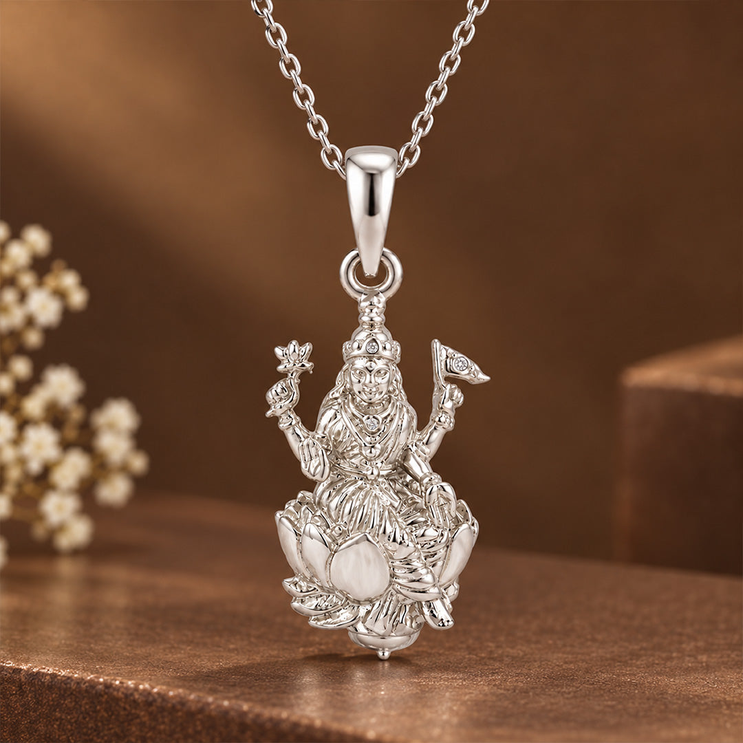 Divine Goddess Laxmi Sterling Silver Pendant