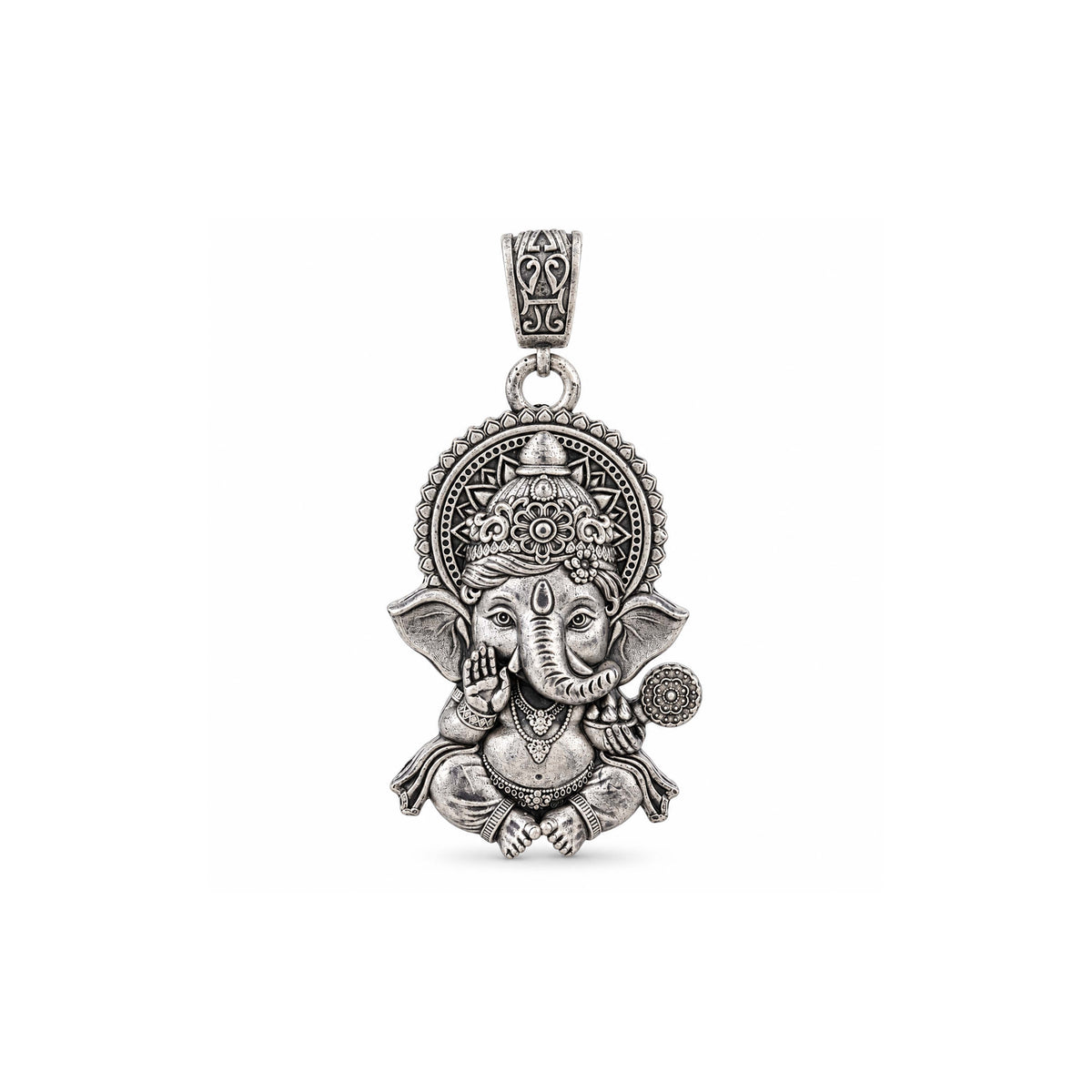 Divine Lambodara Lord Ganesha Sterling Silver Pendant