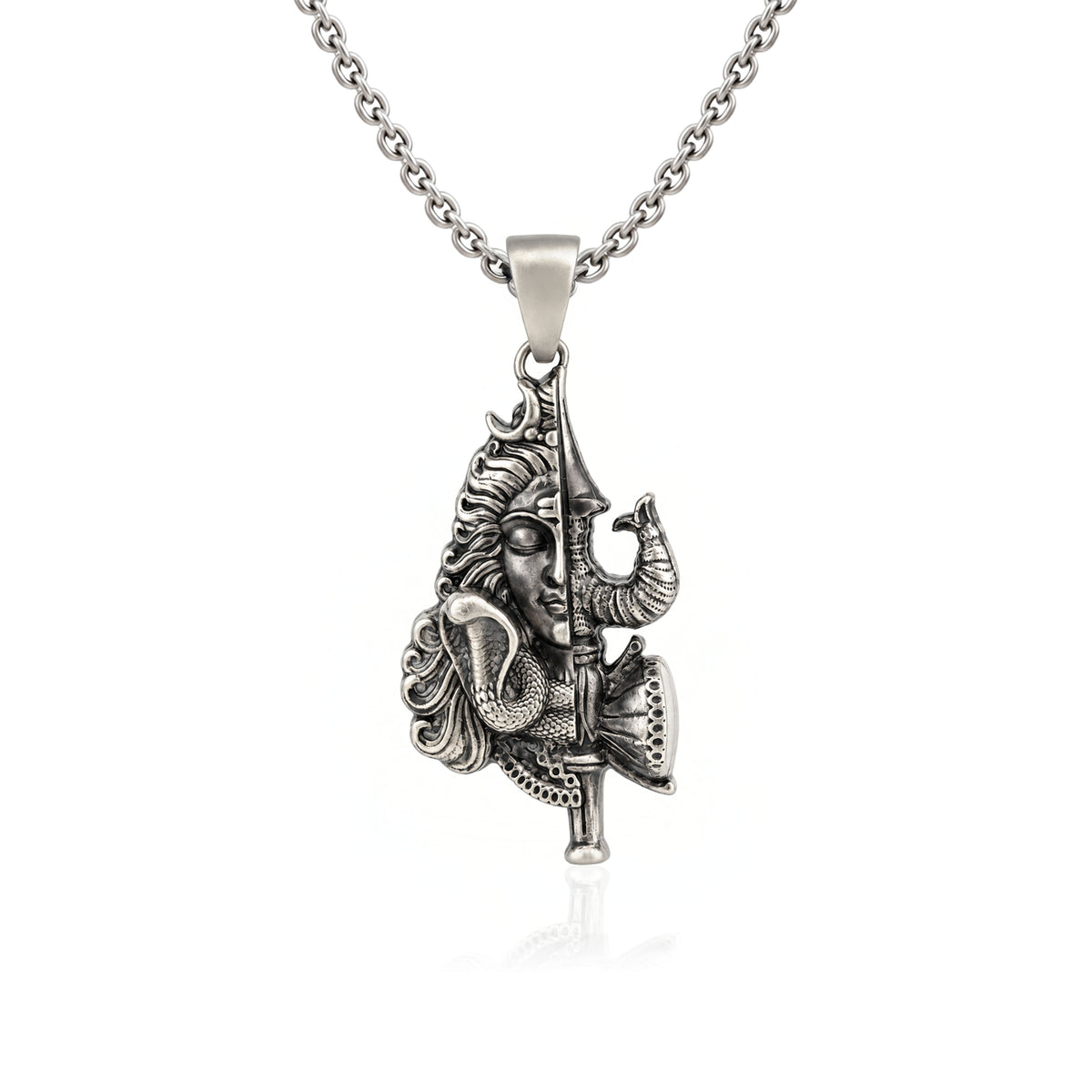 Divine Mahadev Half Face Lord Shiva Sterling Silver Pendant