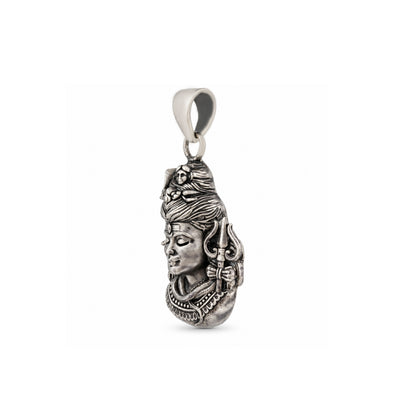 Divine Mahadev Face with Trishul Sterling Silver Pendant