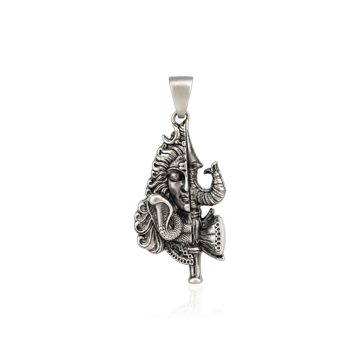 Divine Mahadev Half Face Lord Shiva Sterling Silver Pendant