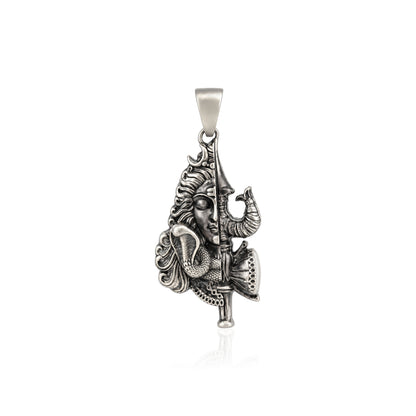 Divine Mahadev Half Face Lord Shiva Sterling Silver Pendant