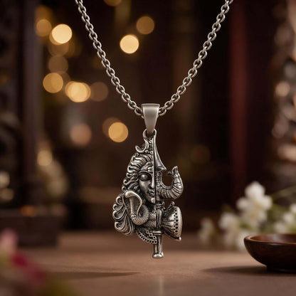 Divine Mahadev Half Face Lord Shiva Sterling Silver Pendant