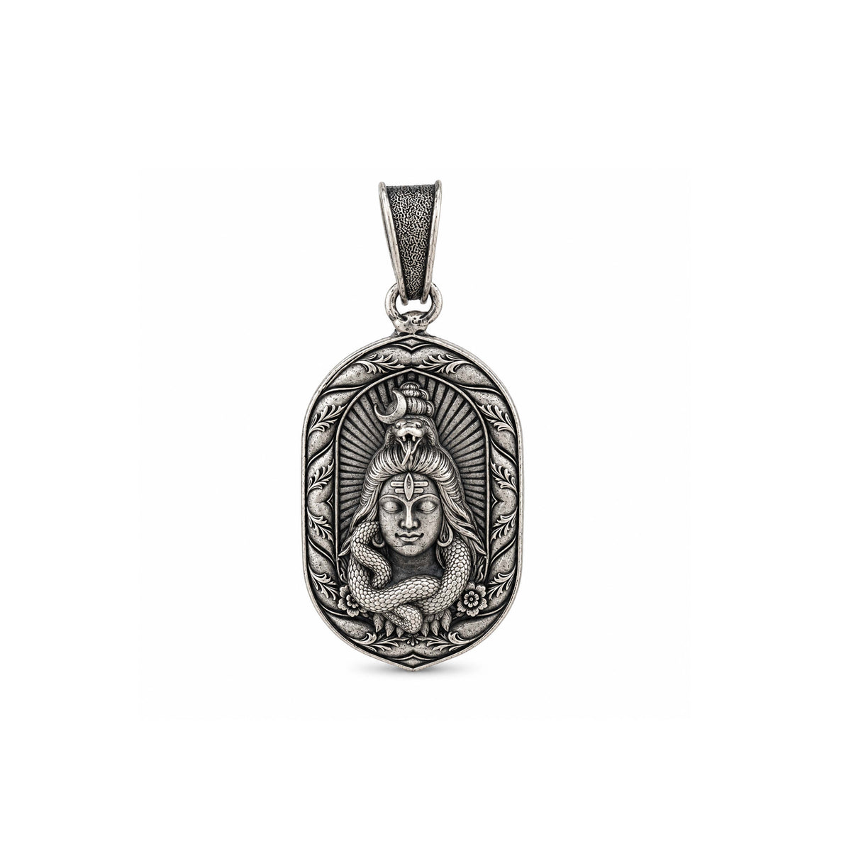 Divine Mahakal Lord Shiva Oval Sterling Silver Pendant
