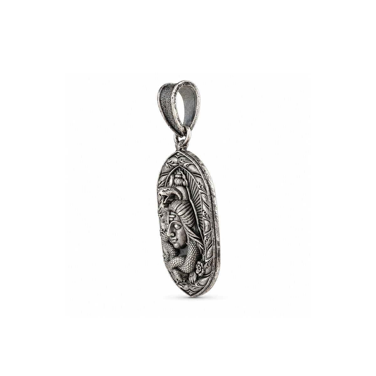 Divine Mahakal Lord Shiva Oval Sterling Silver Pendant