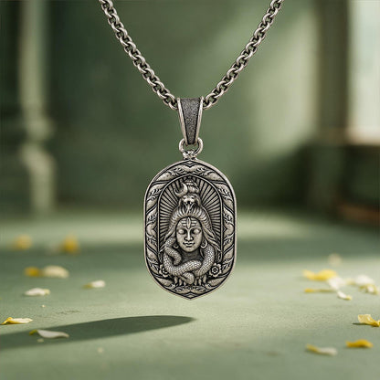 Divine Mahakal Lord Shiva Oval Sterling Silver Pendant