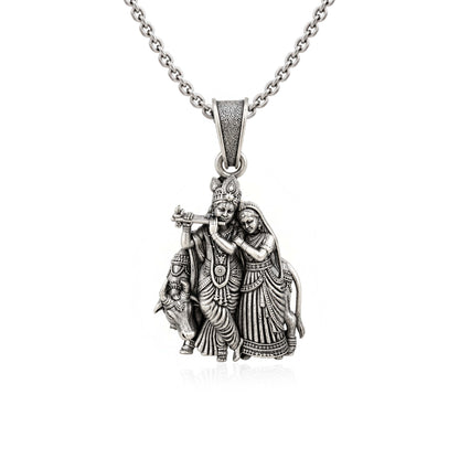 Divine Radha Krishna with Kamdhenu Cow Sterling Silver