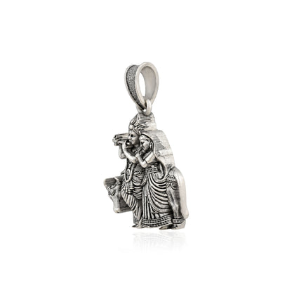 Divine Radha Krishna with Kamdhenu Cow Sterling Silver