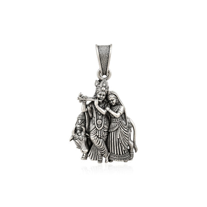 Divine Radha Krishna with Kamdhenu Cow Sterling Silver
