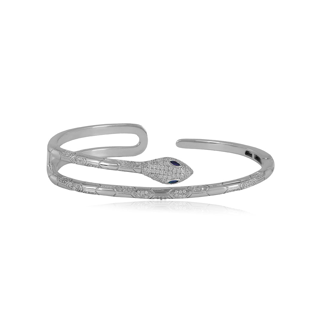 Divine Serpent Blue Sparkle 925 Sterling Silver Kada for women