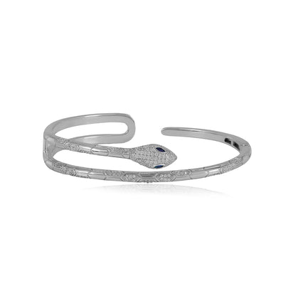 Divine Serpent Blue Sparkle 925 Sterling Silver Kada for women
