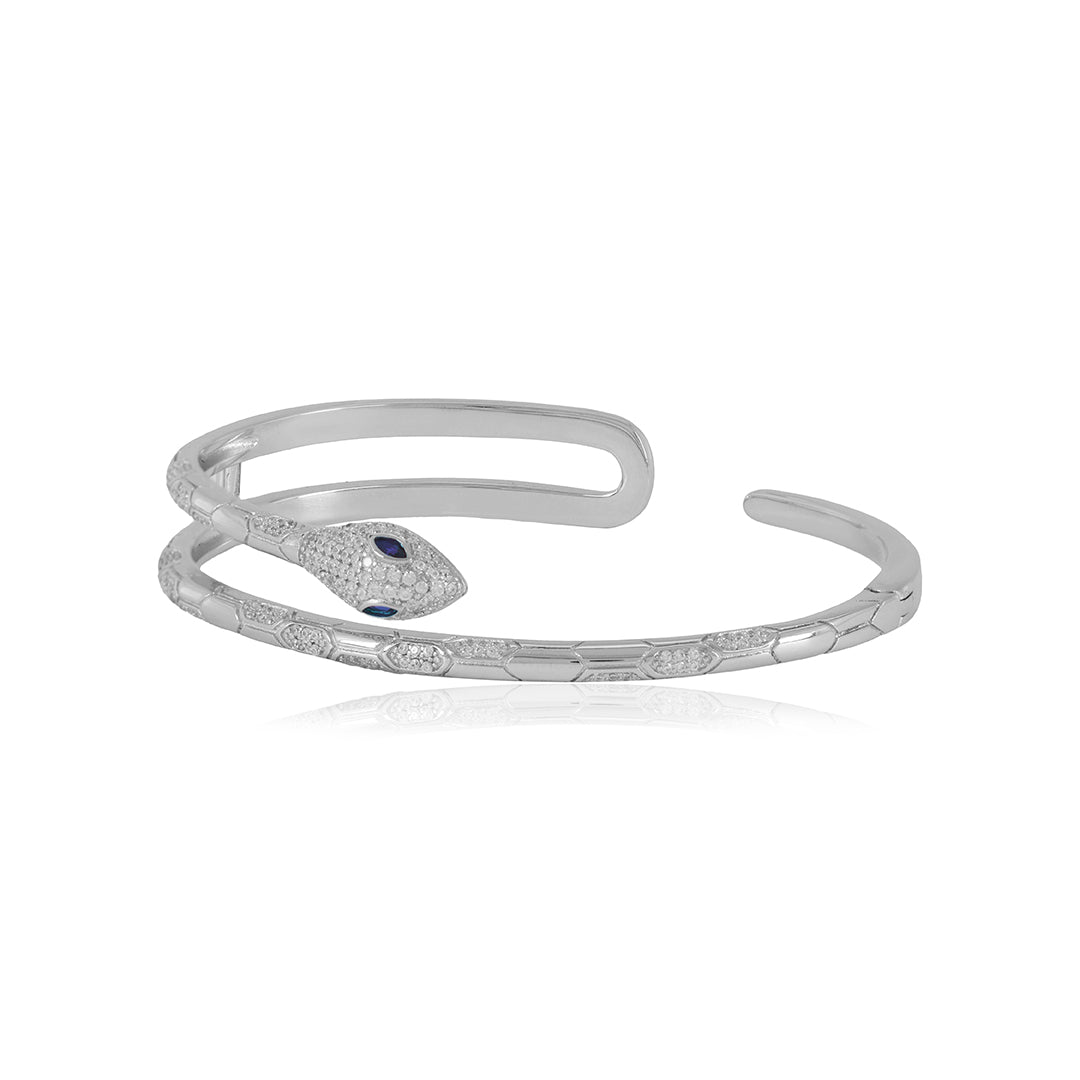 Divine Serpent Blue Sparkle 925 Sterling Silver Kada for women