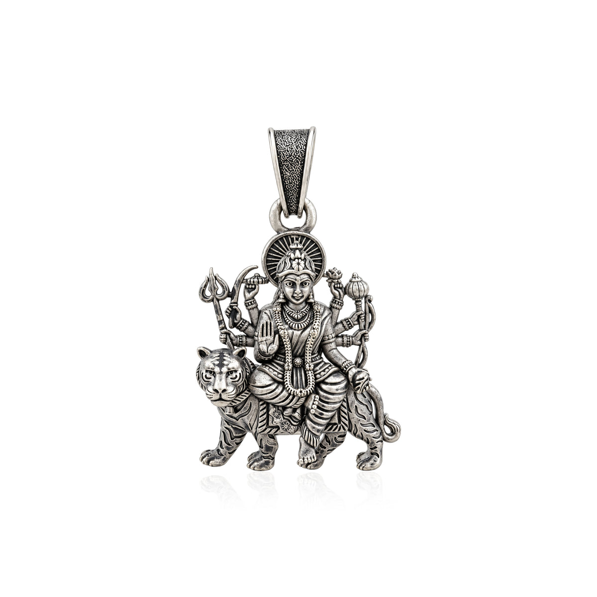 Divine Sherawali Maa Durga Sterling Silver Pendant