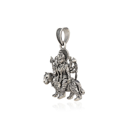 Divine Sherawali Maa Durga Sterling Silver Pendant