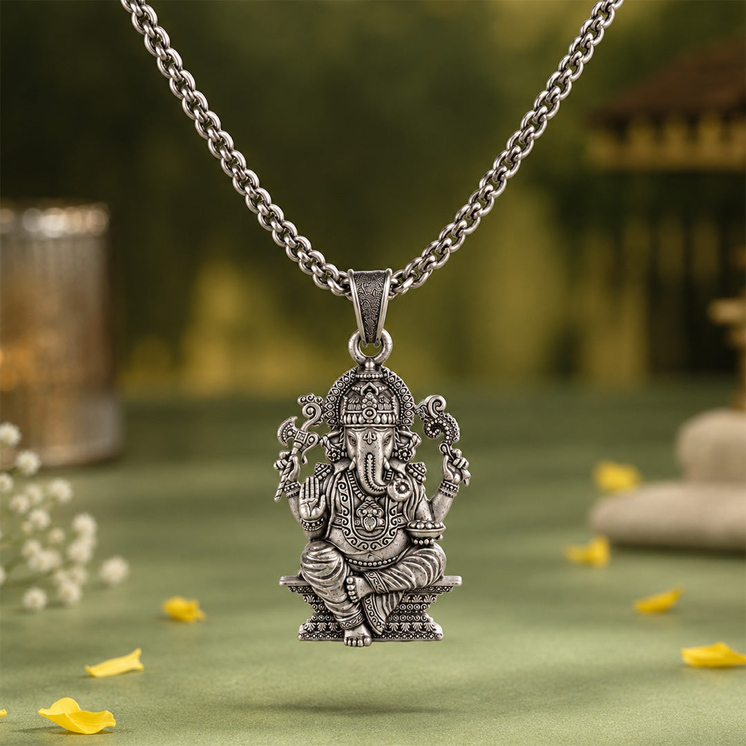 Divine Siddhivinayak Lord Ganesha Sterling Silver Pendant
