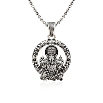 Divine Vighnaharta Lord Ganesha Sterling Silver Pendant