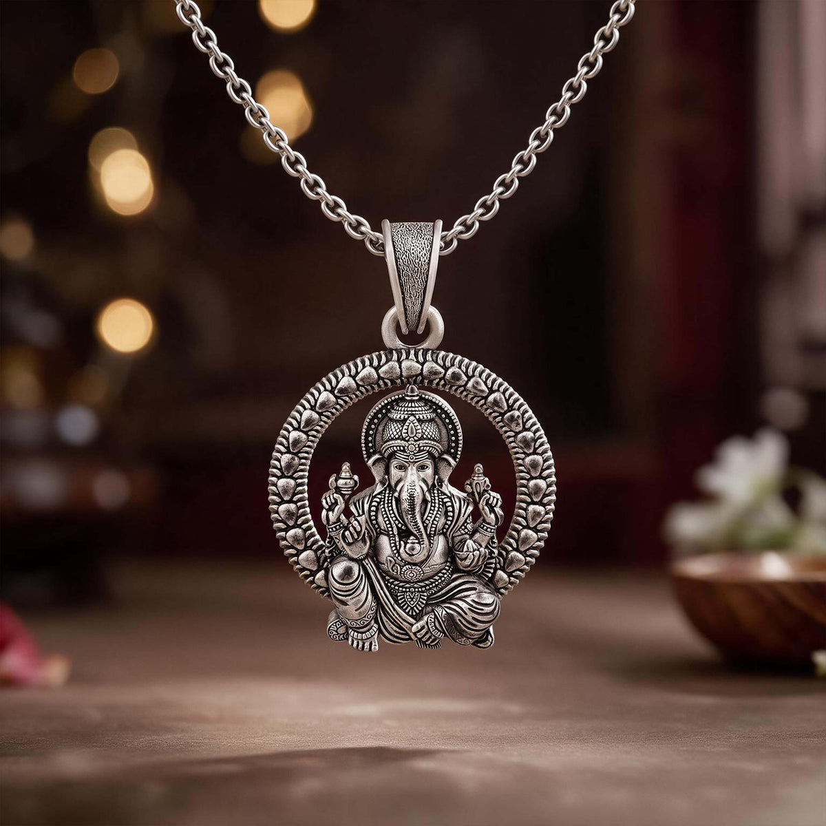 Divine Vighnaharta Lord Ganesha Sterling Silver Pendant