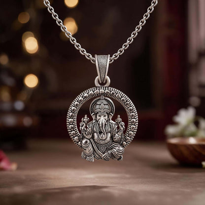 Divine Vighnaharta Lord Ganesha Sterling Silver Pendant