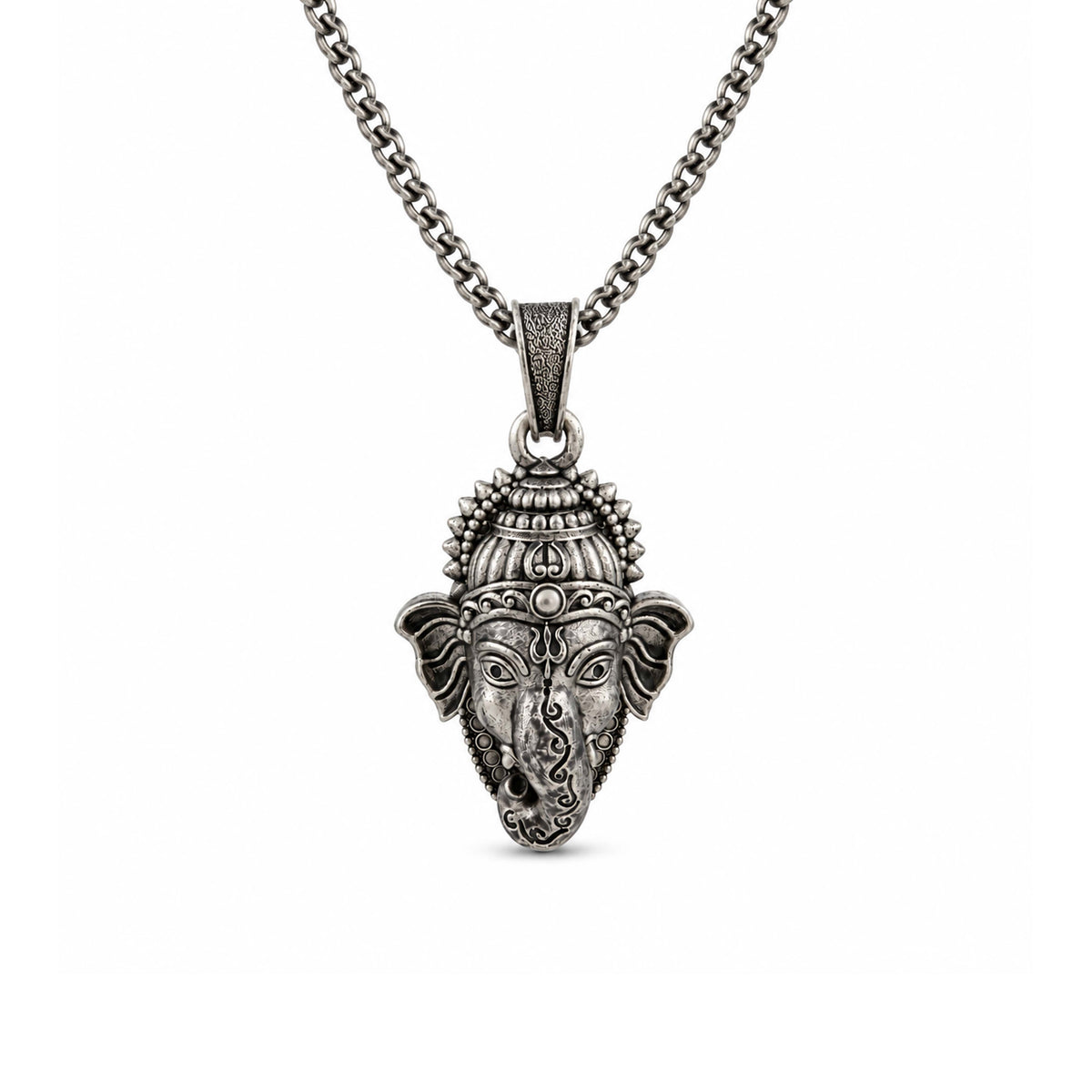 Divine Vinayaka Lord Ganesha Face Sterling Silver Pendant