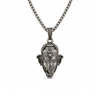 Divine Vinayaka Lord Ganesha Face Sterling Silver Pendant