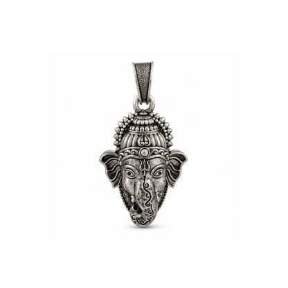 Divine Vinayaka Lord Ganesha Face Sterling Silver Pendant