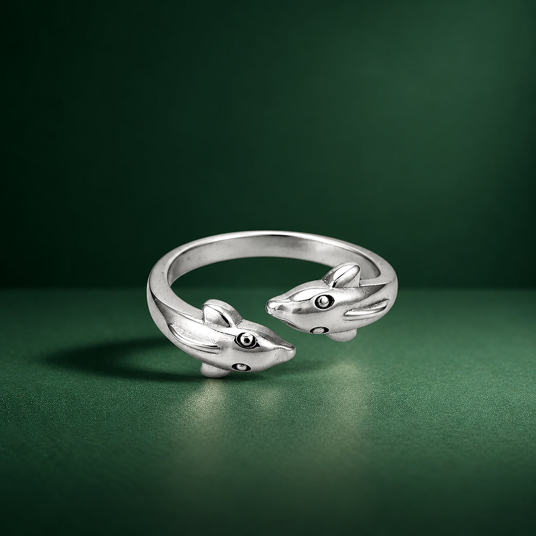 Dolphin Embrace 925 Silver Open Ring