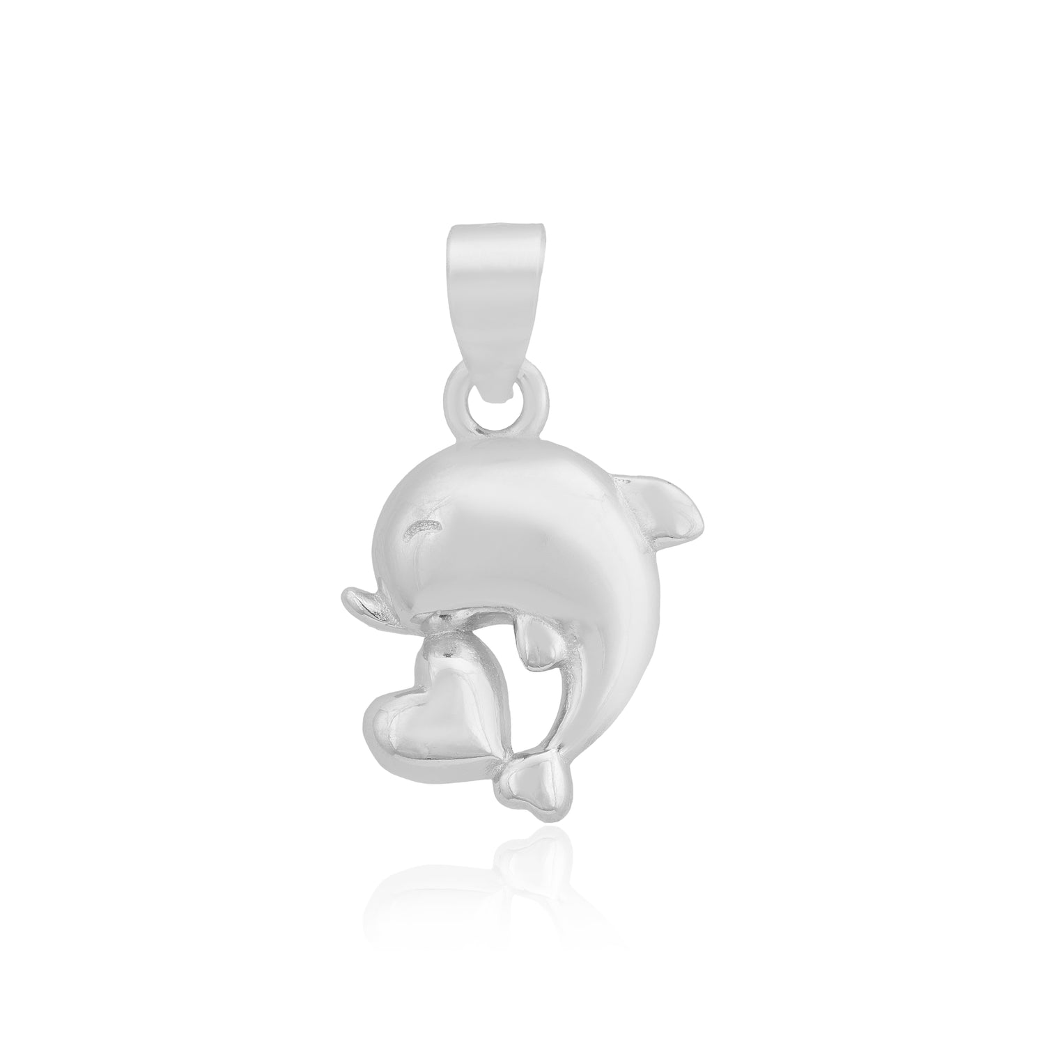 Dolphins Love Heart Rhodium 925 Pendants