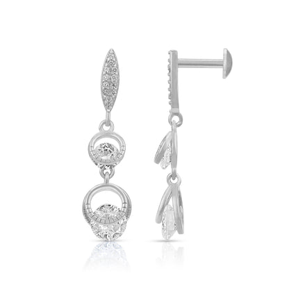 Double Radiance 925 Sterling Silver Dangle Earring for Women