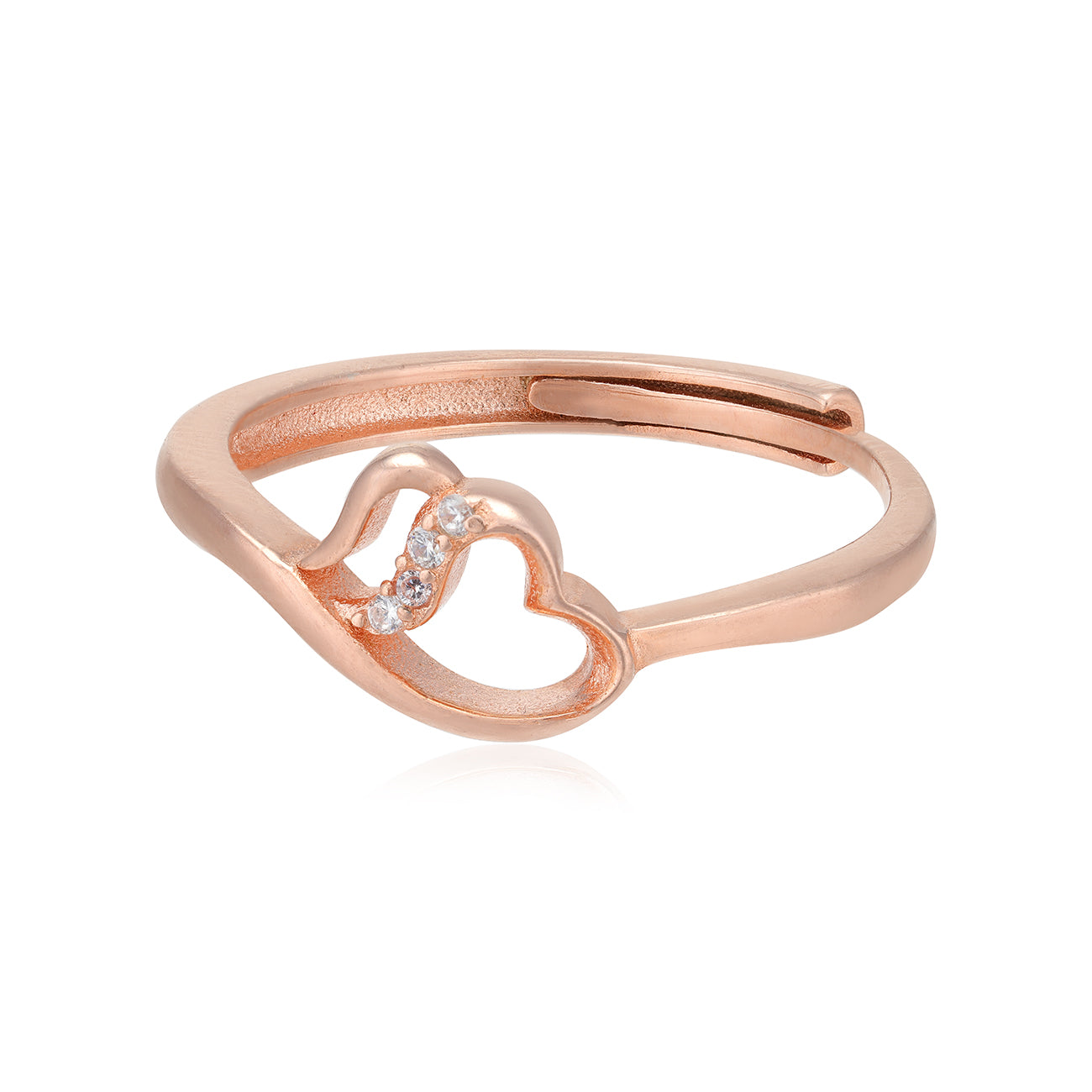 Double Heart Embrace 925 Rose Gold Rings