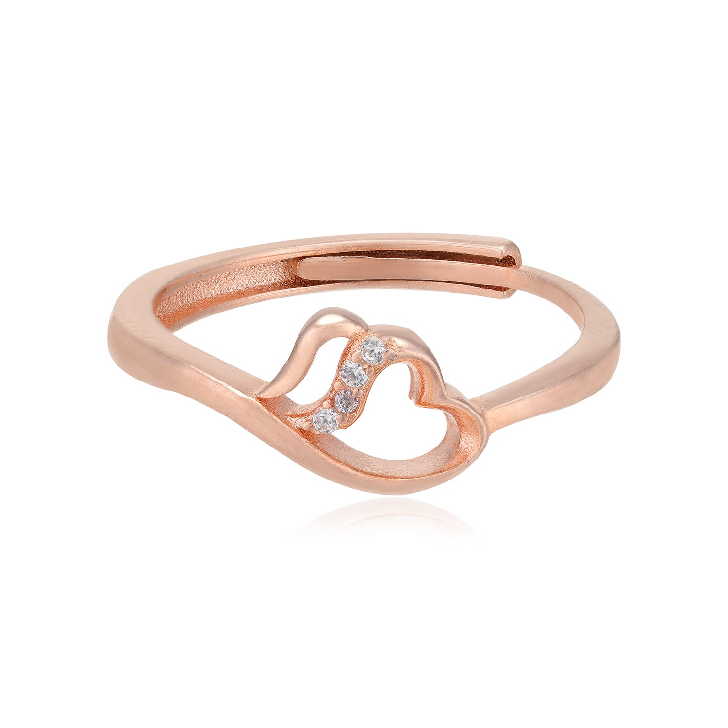 Double Heart Embrace Rose Gold Plated Rings