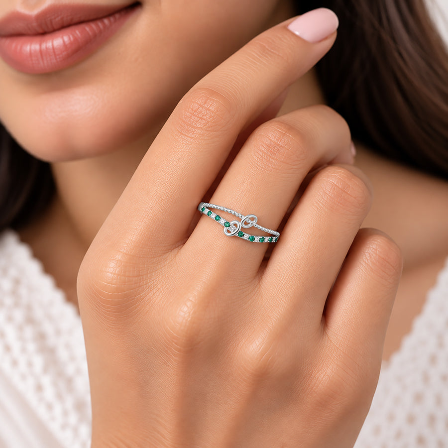 Double Layer Twist 925 Sterling Silver Ring for Women