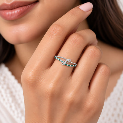 Double Layer Twist 925 Sterling Silver Ring for Women